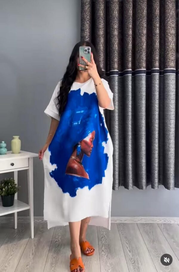 Zayra Summer Drop Shoulder Printed Long Top. C-02