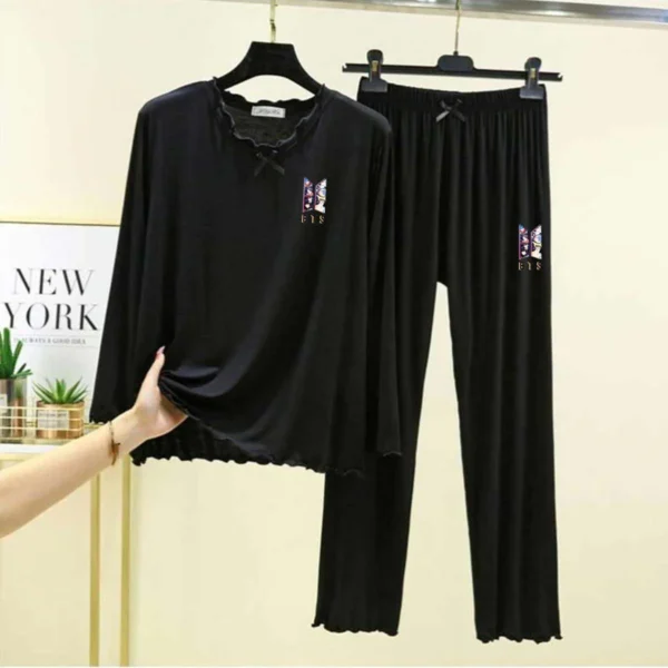 Zayra Tie Piko-Style Logo-Printed 2-Pcs Lounge And Night Wear Suit. WLW-16