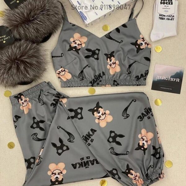 Zayra Printed NightWear Top and Long Pants