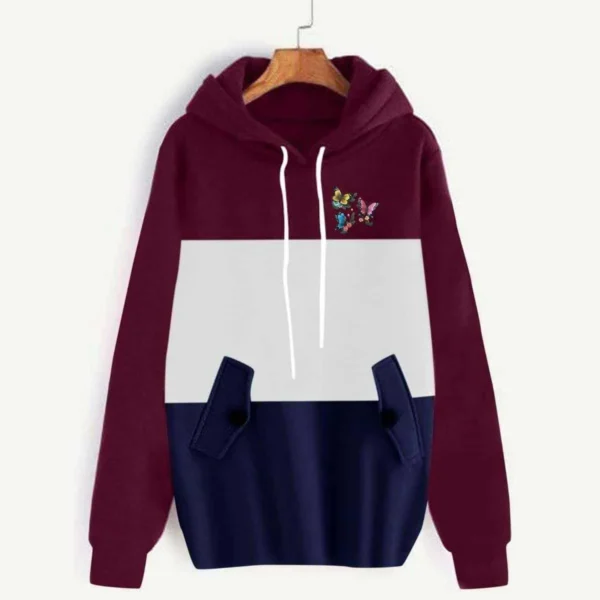 Zayra Patch-Work Flap Style Long Winter Hoodie For Her