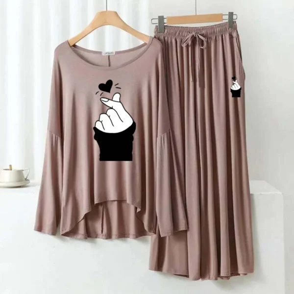 Zayra Plazo-Style Big-Printed 2-Pcs Lounge And Night Wear Suit. WLW-08