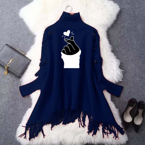 Zayra  Chutki Eyelet Style Winter Bat-Wing Poncho