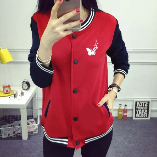 Zayra Baseball Button Style Winter Jacket For Her