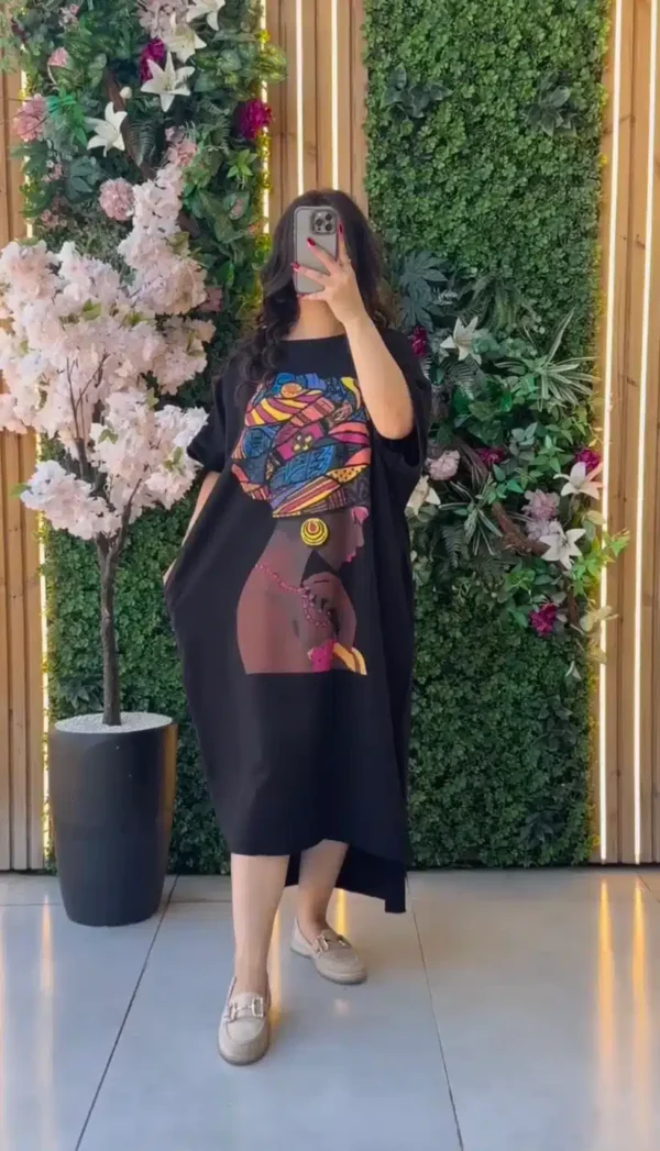 Zayra  Summer Drop Shoulder Printed Long Top