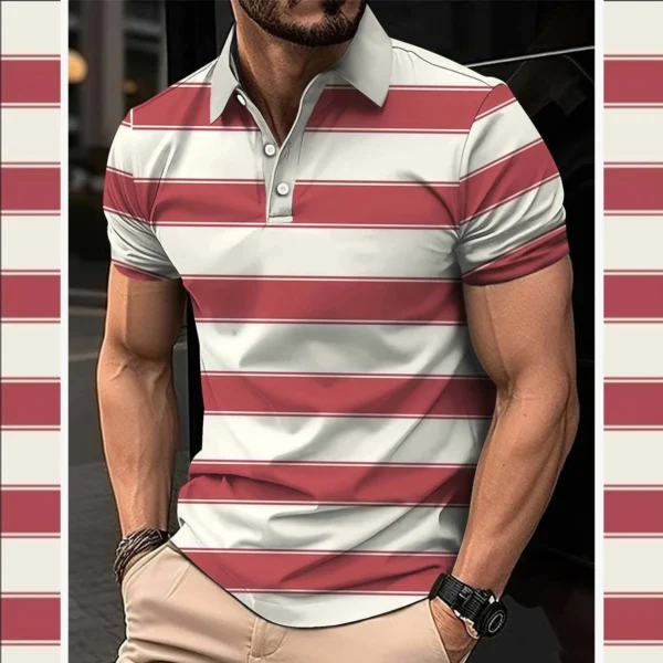Zayra Imported 3D Stripe Printed Style Half-Sleeve Polo Summer Tshirt. MS3DP-101