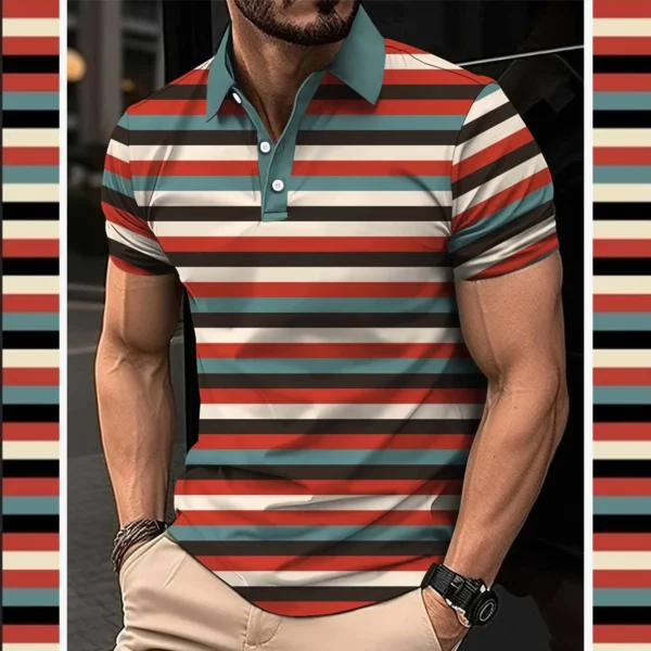 Zayra Imported 3D Stripe Printed Style Half-Sleeve Polo Summer Tshirt. MS3DP-105