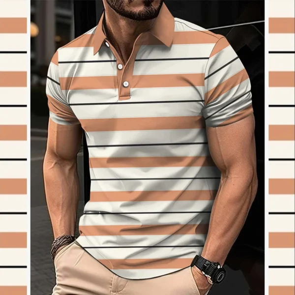 Zayra Imported 3D Stripe Printed Style Half-Sleeve Polo Summer Tshirt. MS3DP-109