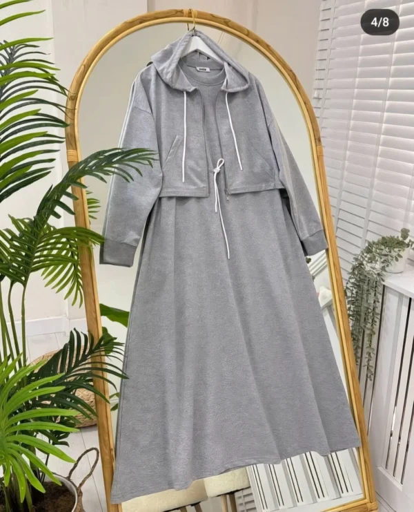 Zayra Drop Shoulder Short Hooded Maxi Style 2-Pcs Winter Co-Ord Set. WWTS-16