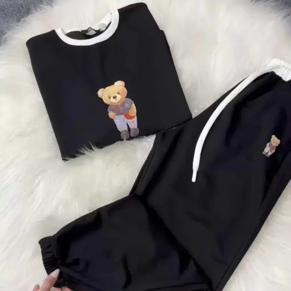 Zayra Bear Going Drop-Shoulder Style 2-Pcs Summer Dry-Fit Tracksuit For Her. WSTS-03