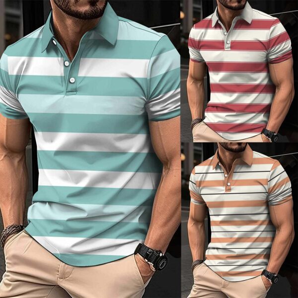 Zayra Bundle Of 3 Imported 3D Stripe Printed Style Half-Sleeve Polo Summer Tshirt's. MS3DP-101+103+109