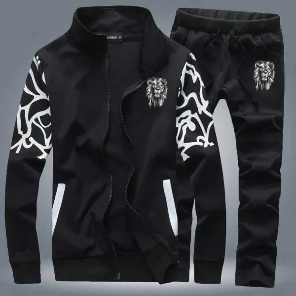 Zayra Lion Arm Printed Zipper Style 2-Pcs Winter Track-suit D-3