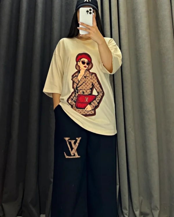 Zayra Printed Drop Shoulder T-Shirt Trouser Set