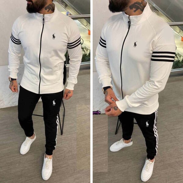 Zayra  Stripe Jacket Style 2-Pcs Premium Quality Winter Tracksuit D-17