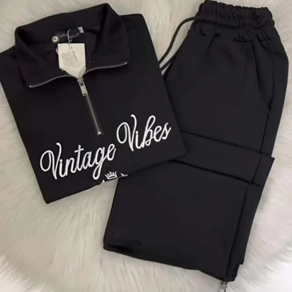 Zayra Vintage-Vibes Collar Zip Style 2-Pcs Summer Tracksuit For Her. WSTS-09