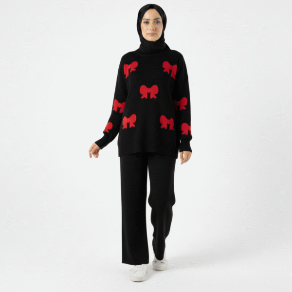 Zayra Bow Printed Premium Quality Winter 2-Pcs Co-Ord Set. CWTS-23
